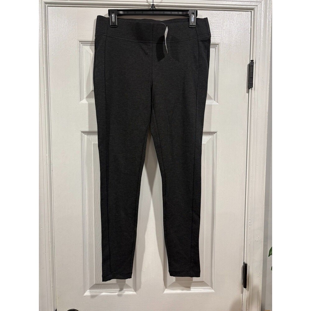 LOFT Womens M Ponte Pants Charcoal Gray Pull On Skinny Stretch NWT